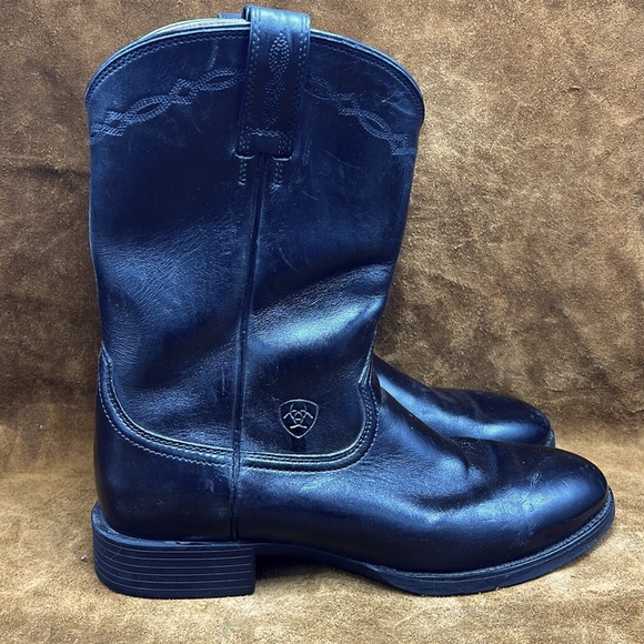 Ariat Black Leather Roper Boots - Picture 2 of 8